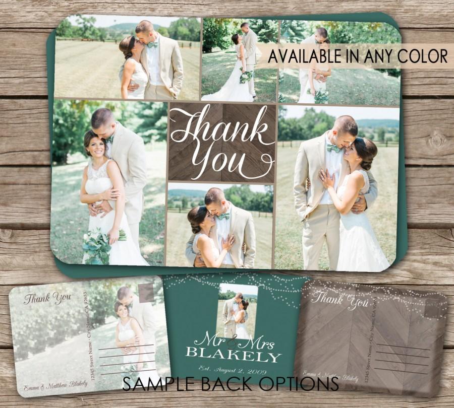 Свадьба - Rustic Wedding Thank You Postcard - printable card