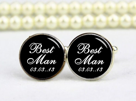 Свадьба - Best Man Cufflinks, Custom Wedding, Personalized Cufflinks Gifts, Customized Gifts For Father, Dad, Husband, Groomsman, Groom, Best Man