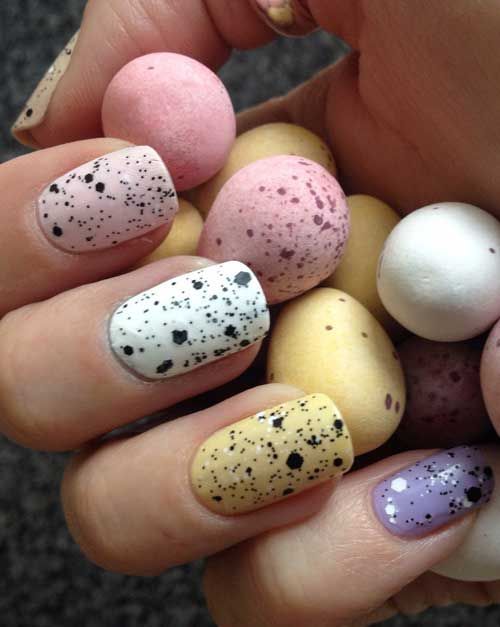 Wedding - Easter Nail Art: How To Create A Speckled Mini Egg Mani And Chick-print Nails
