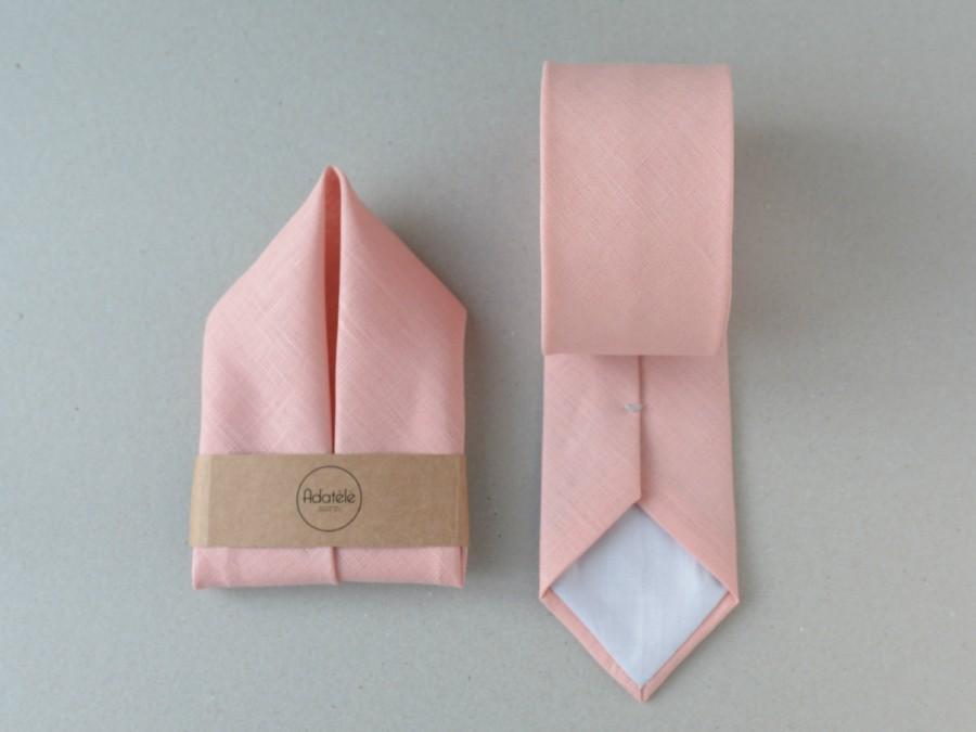 زفاف - Blush  Wedding Neckties - Linen Necktie - Coral Wedding Neckties, Bowties - Grooms  Necktie - Groomsmen Neckties - Men's Ties