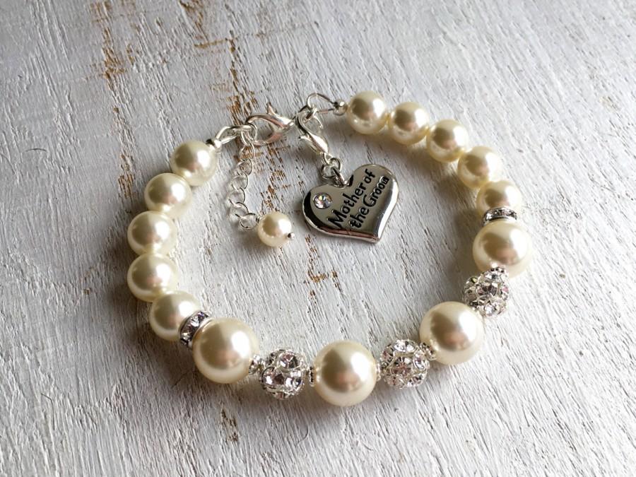 Mariage - Mother-of-the-Groom Gift Mother-of-the-Groom Bracelet Mother-in-Law Gift from Bride Mother Wedding Gift from Groom Swarovski Pearl Bracelet