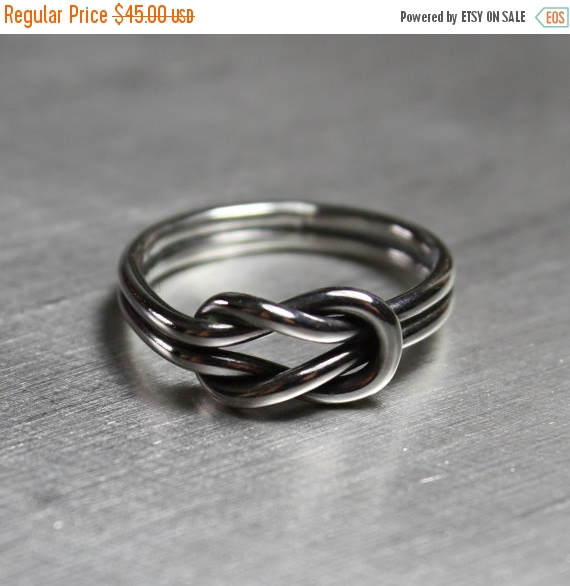 زفاف - SALE TODAY Sterling Silver Double Knot Ring, Love Knot, Sailor Knot Ring
