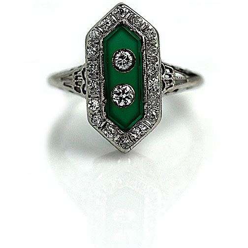 Wedding - Art Deco Onyx Ring Cocktail Ring Green Onyx Ring Vintage Style Art Deco Ring Estate Handmade Onyx Ring Size 8!