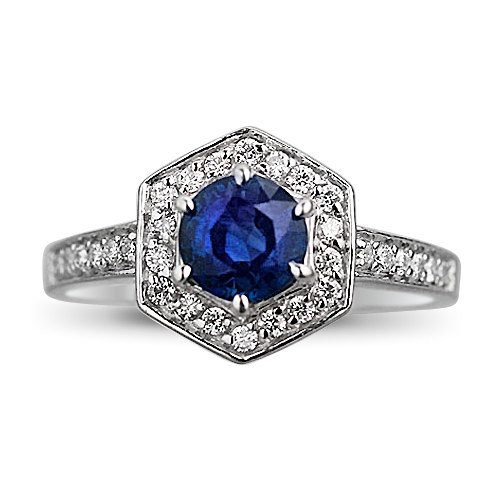 زفاف - Sapphire Ring Blue Sapphire Engagement Ring 1.70ctw Genuine Blue Sapphire Genuine Diamond Engagement Ring September Birthday Size 7.5!