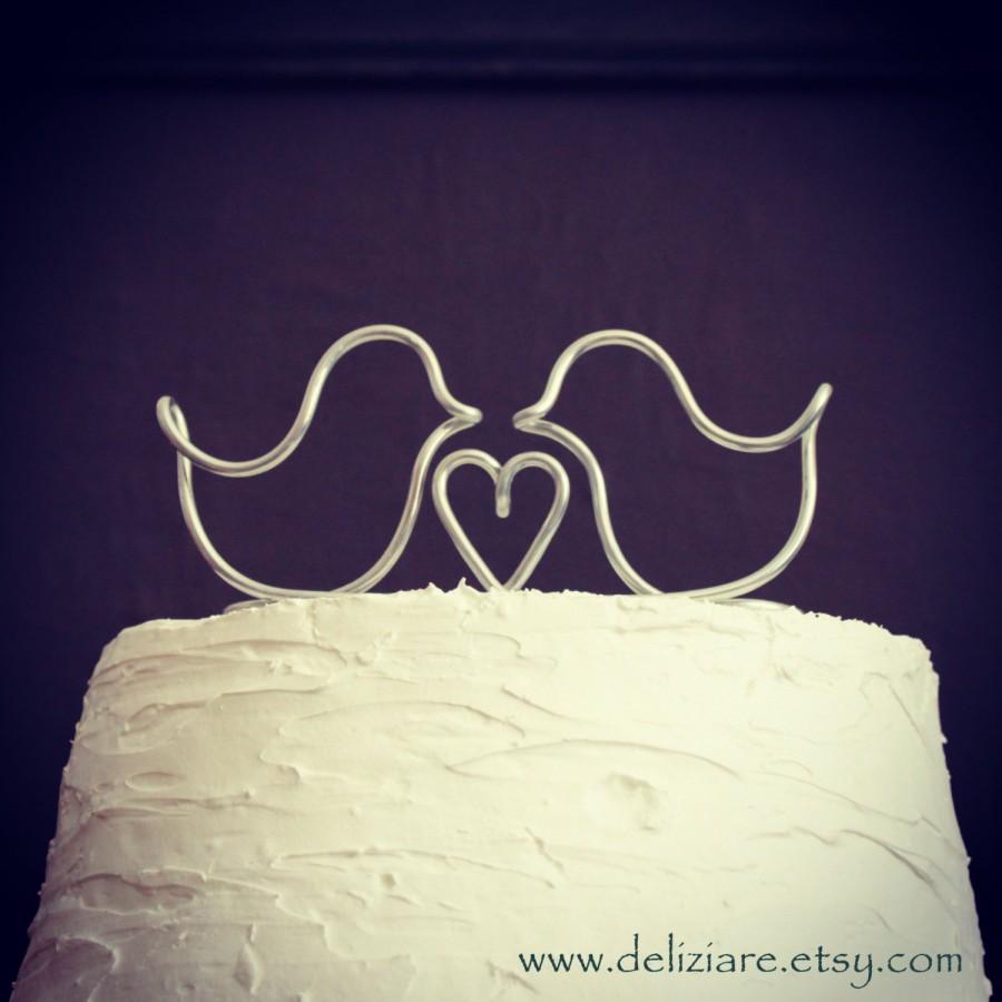 Hochzeit - Love Birds Heart Wire Wedding Cake Topper