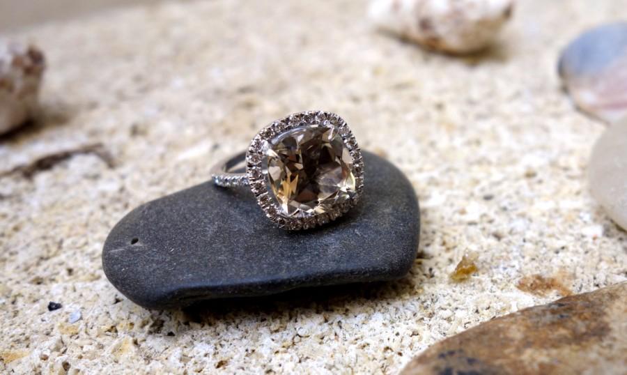 Hochzeit - Unique Vintage Style Floral Morganite Engagement Ring in Gold Diamond Wedding Band fine jewelry Halo diamond ring Gemstone braided Wedding
