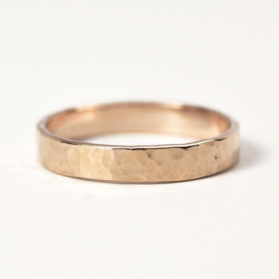 Свадьба - Hammered Rose Gold Ring, 14K Gold, 4mm Wide, Matte Finish, Unisex Wedding Band, Unique, SeaBabeJewelry