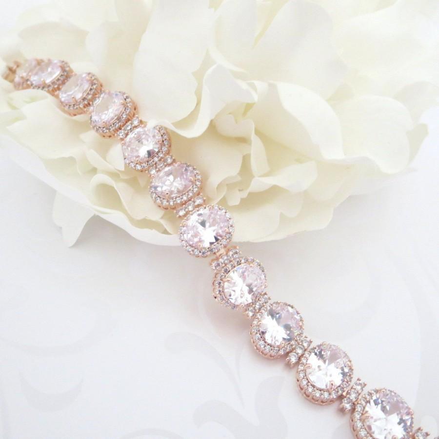 Hochzeit - Rose Gold Bridal bracelet, Rose Gold Cuff bracelet, Crystal Wedding bracelet, Wedding jewelry, Crystal bracelet, Rose Gold jewelry