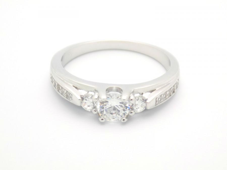 زفاف - round cut sterling silver ring, cz ring, wedding ring, engagement ring, contemporary ring, size 5 6 7 8 9 10 - MC1076251AZ