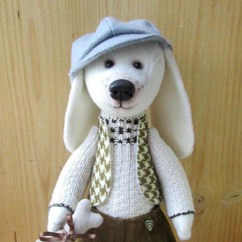 Mariage - Handmade Dog- Textile dog -Dog doll- Fabric dog- Handmade toy- Dog- Dog-stuffed toy- cloth doll-Doll Fabric dog -baby gift-Dog lover gift