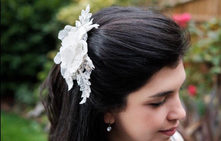 Mariage - Bridal Headpiece - Flower Headpiece - Boho Headpiece - Lace Headpiece - Boho Hair Accessories - Bridal Hair Comb
