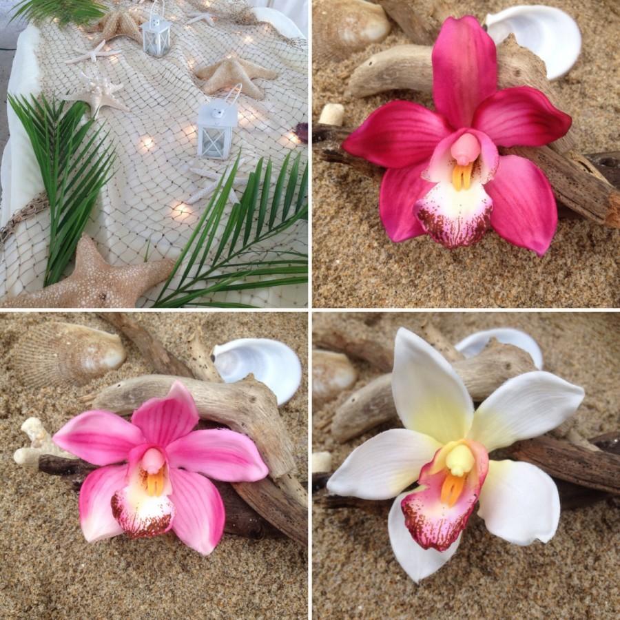 Wedding - Orchid Flower Hair Clip-Weddings, Tropical Hair Clip, Bridal Hair Clip, ORCHID HAIR FLOWER , Beach Destination Weddings, Tropical Flowers,