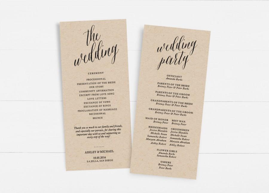 زفاف - Wedding Programs Template,Printable Programs, Instant Download, Editable Artwork and Text Colour, Edit in Word or Pages