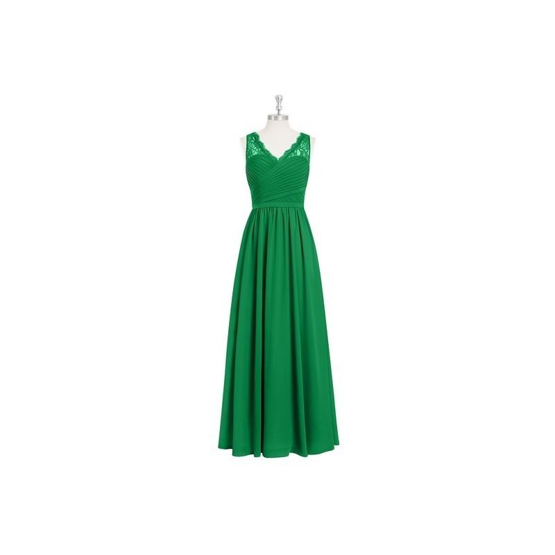 Hochzeit - Emerald Azazie Beverly - Floor Length Chiffon And Lace Side Zip V Neck Dress - Cheap Gorgeous Bridesmaids Store