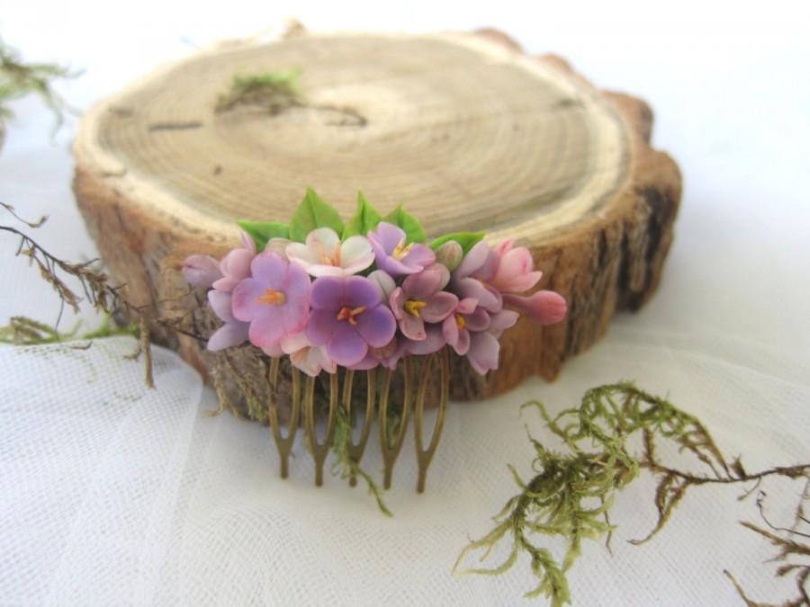 زفاف - Lilac blossom comb- bridal flower comb - blossom hair comb - wedding flower comb - bridal comb - flower hair accessory 