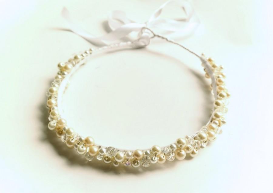Mariage - Ivory Pearl Headband, Champagne Pearl Headpiece, Bridal Tiara, Crystal Bridal Crown, Champagne Wedding Headband, Wedding Tiara