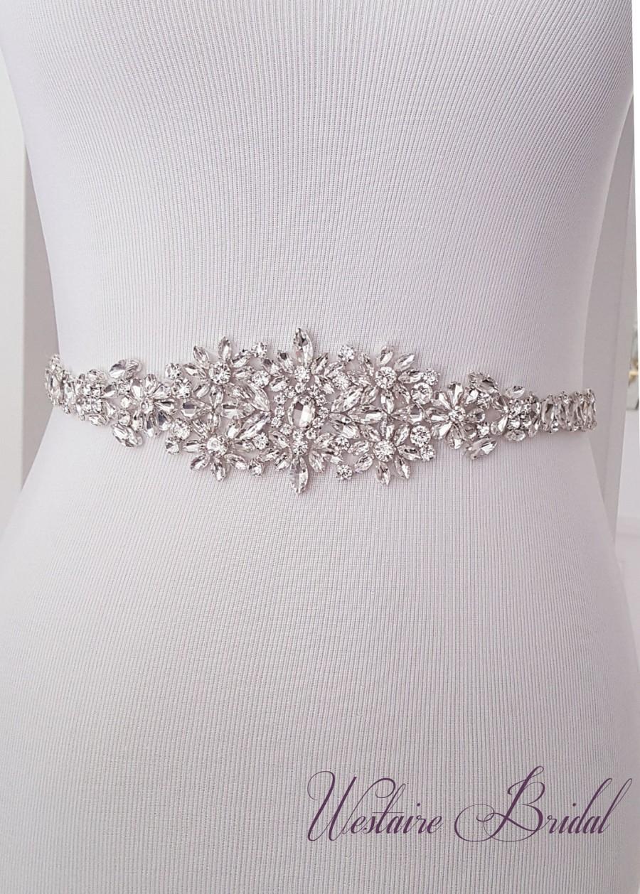 Hochzeit - Wedding Belt, Crystal Bridal Belt, Bridal Sash, Beaded Wedding Belt, Silver, Rose Gold - Style 782.1