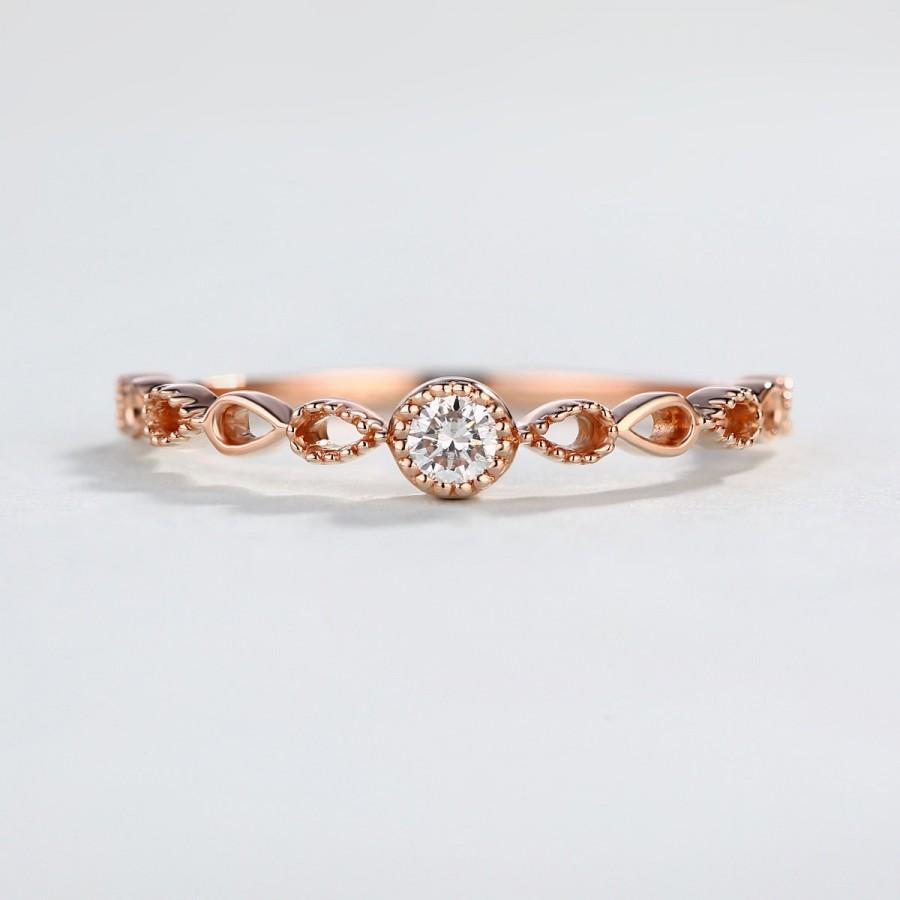 زفاف - Rose gold wedding band, Half eternity band, Twisted Diamond Ring Unique Wedding ring  Celtic Ring promise ring Gold diamond ring