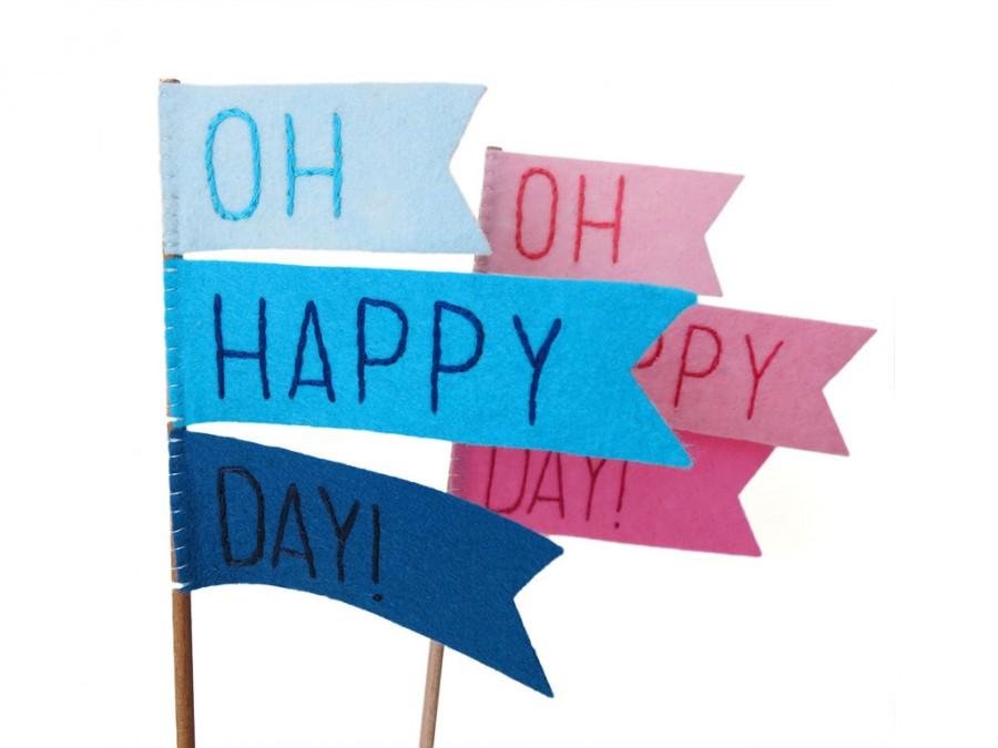 زفاف - Ombre Pink or Blue Cake Topper - Oh Happy Day -  Weddings, Baby Showers, Bachelorette, Gender Reveal and Birthday Parties
