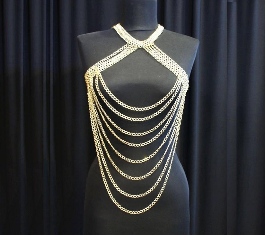 Wedding - Gold Body Chain, Body Jewelry, Body Chain Necklace, Body Chain Jewelry, Body Jewelry Chain, Body chain, Sexy Body Chain, Body Harness - $86.00 USD