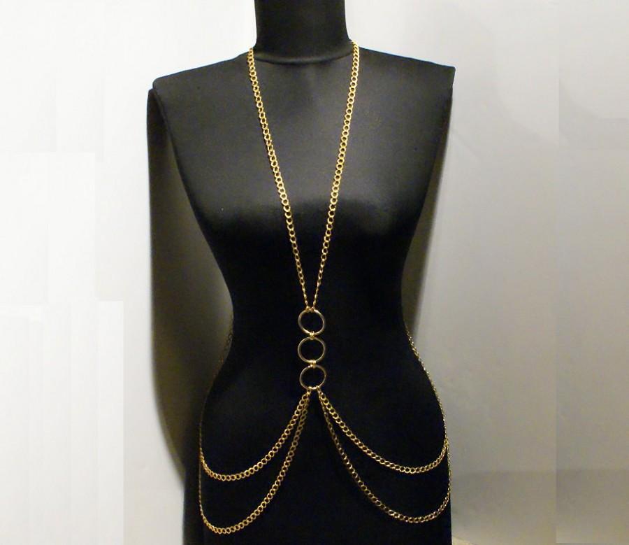 زفاف - Body chain necklace / gold body chain / body jewelry / body jewelry chain / body chain / sexy body chain - $28.00 USD