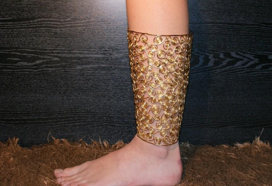 زفاف - gold anklet bracelet, anklet bracelet, ankle cuff,ankle bracelet, gold ankle cuff, wide anklet, anklets for women, gold anklet, leg bracelet - $145.00 USD