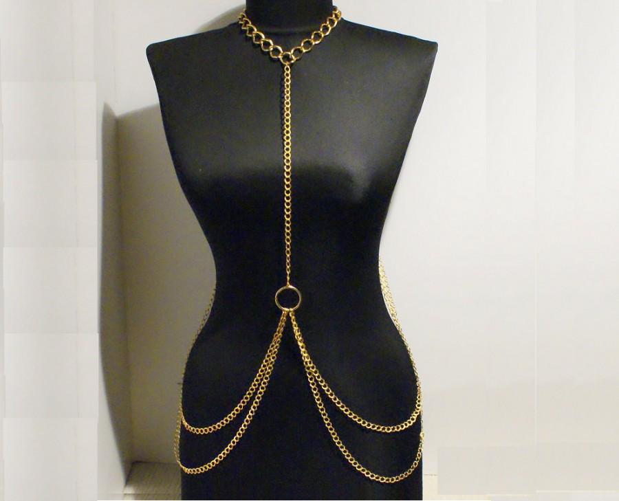 Wedding - body chain necklace gold body chain necklace - $28.00 USD