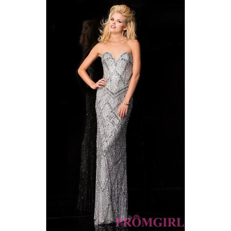 زفاف - Long Strapless Sweetheart Sequin Dress by Scala - Discount Evening Dresses 