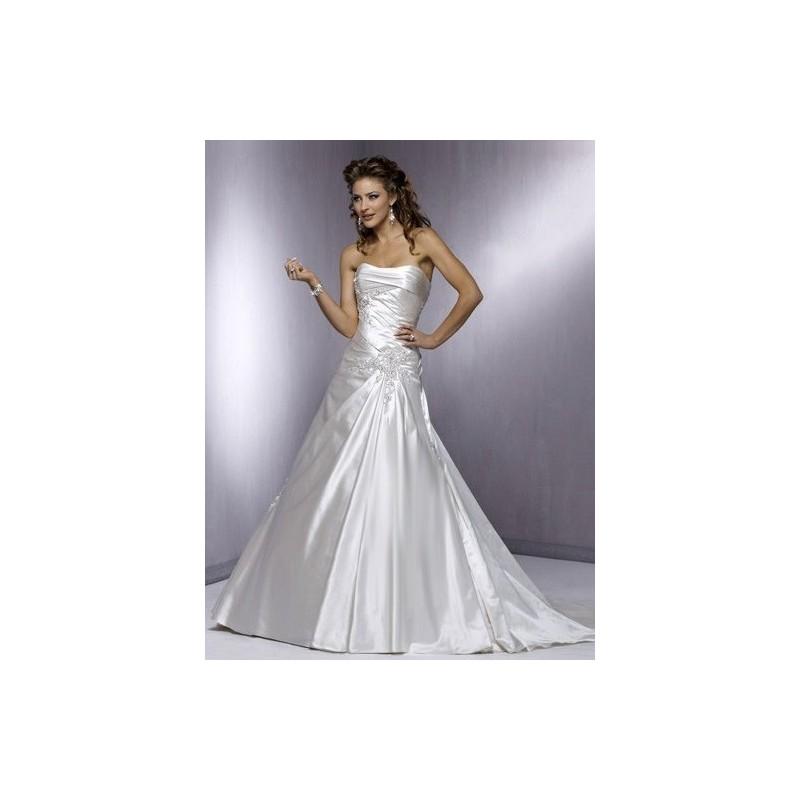 زفاف - A-line Strapless Court Trains Sleeveless Satin Wedding Dresses In Canada Wedding Dress Prices - dressosity.com
