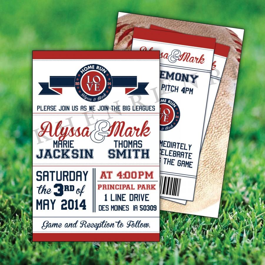 Hochzeit - Baseball Wedding Invitations - printable - baseball cards - Baseball ticket