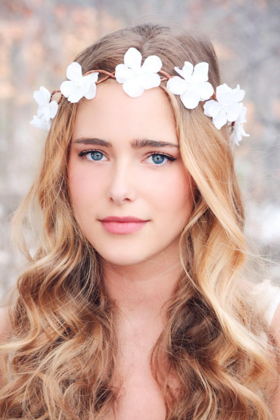 Hochzeit - flower hair crown, bridesmaid headpiece, sea foam cherry blossom
