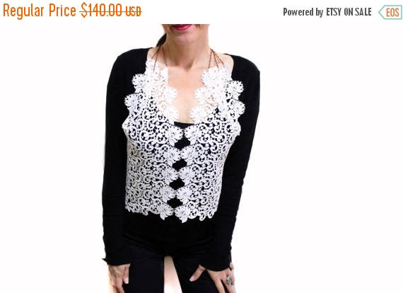 Wedding - ON SALE White lace sexy top body harness bold necklace, Bridal lace crochet vest, mini lace chain waistcoat, Lace Lingerie - $119.00 USD