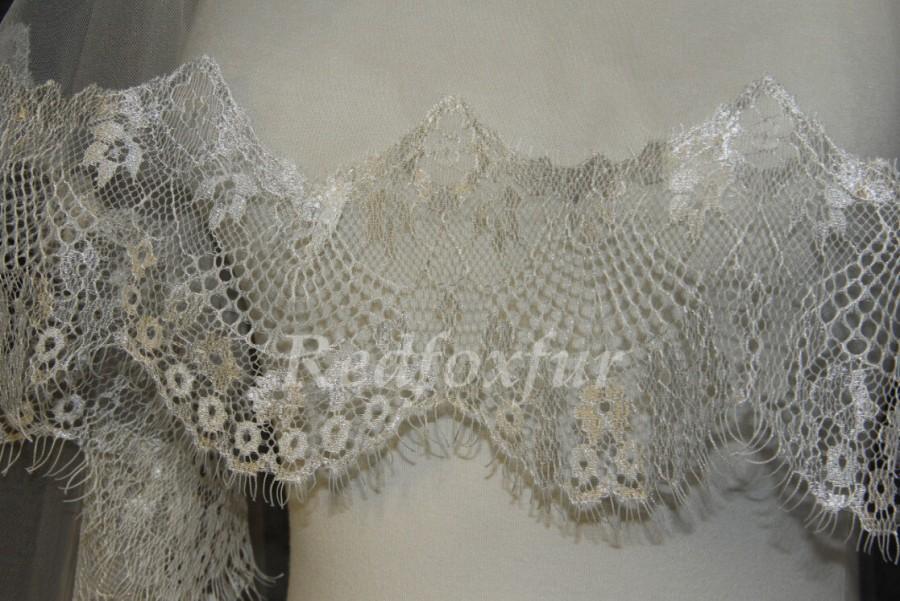 زفاف - bridal veil-wedding veil - white ivory lace veil - eyelash lace veil - Alencon lace veil 1.5m