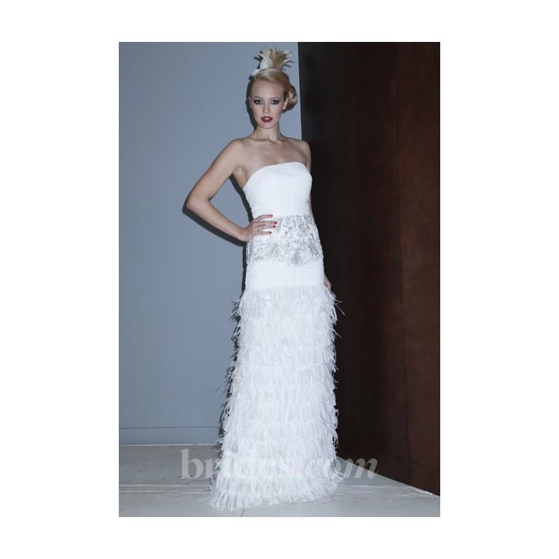 زفاف - Sue Wong - Fall 2013 - Strapless Pleated Organza Sheath Wedding Dress with Fringe Skirt - Stunning Cheap Wedding Dresses