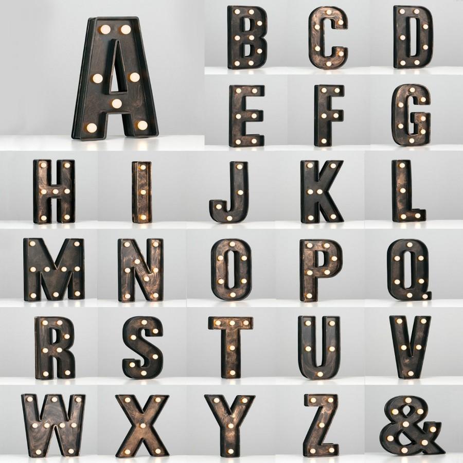 Wedding - A - Z Vintage Antique Style Light Up LED Letters Bronze Marquee Wedding Party Battery Operated Lights