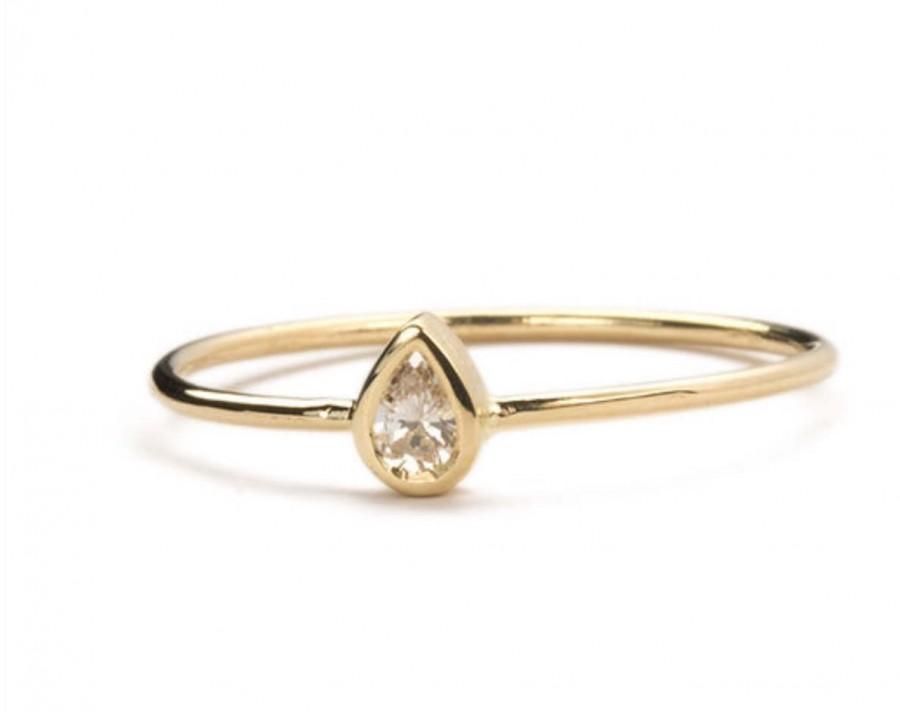 Свадьба - Pear Ring, Pear Cut Engagement Ring, Rose Gold Engagement Ring, Diamond Engagement Ring, Unique Engagement Rİng, Pear Shaped Engagement Ring