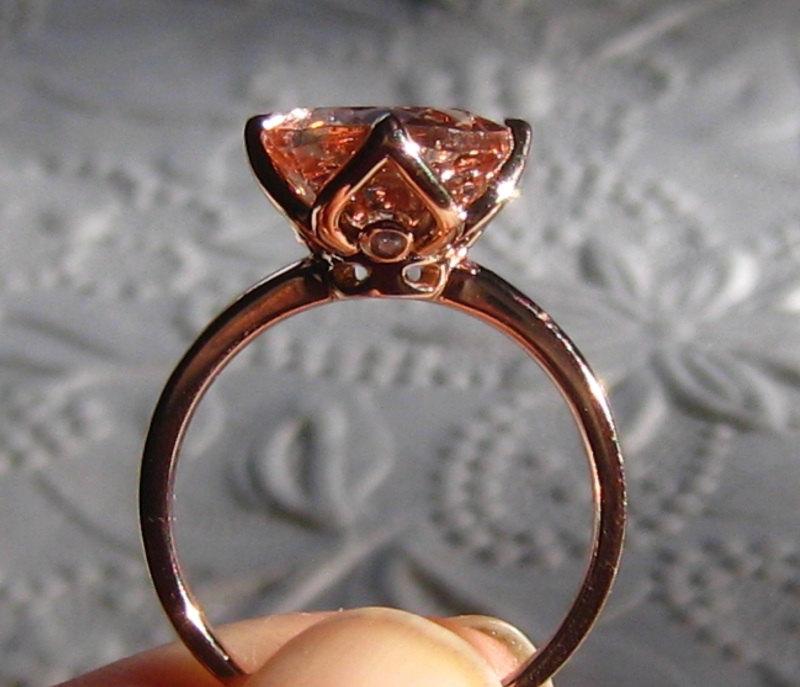 زفاف - Morganite Engagement Ring in Rose Gold Tulip Setting, Morganite Rose Gold Engagement Ring
