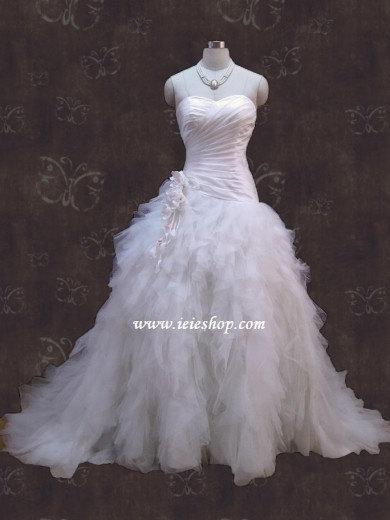 زفاف - Strapless Sweetheart Ruffle Tulle Feathery Wedding Dress