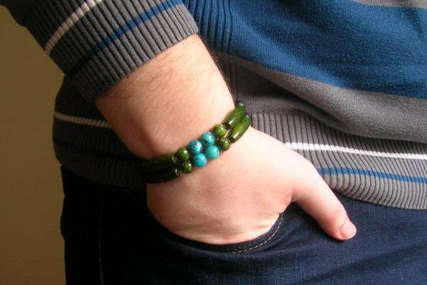 Hochzeit - Black, Green & Blue Beads Bracelet, Couple Bracelets, Beaded Bracelet, Double Bracelet, Gift For Her, Gift For Him, Bracelets For Couples