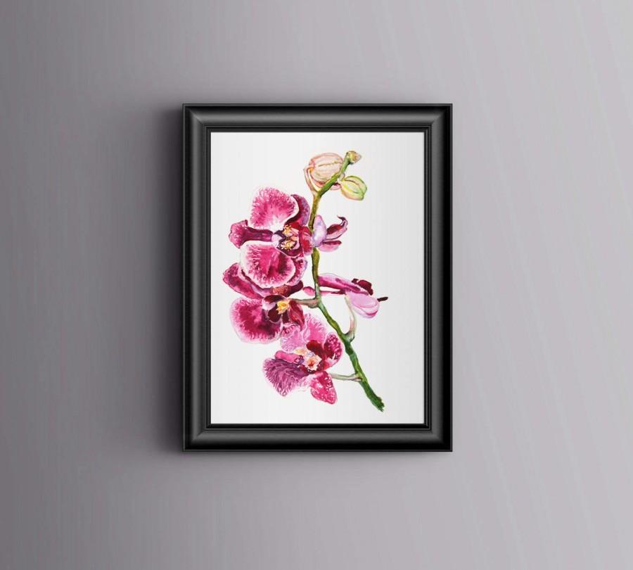 Wedding - Orchid Print Art Orchid  Digital Watercolor Orchid Flower Digital Download  Botanical Print  Floral Wall Art Printable Art Work Vintage Art