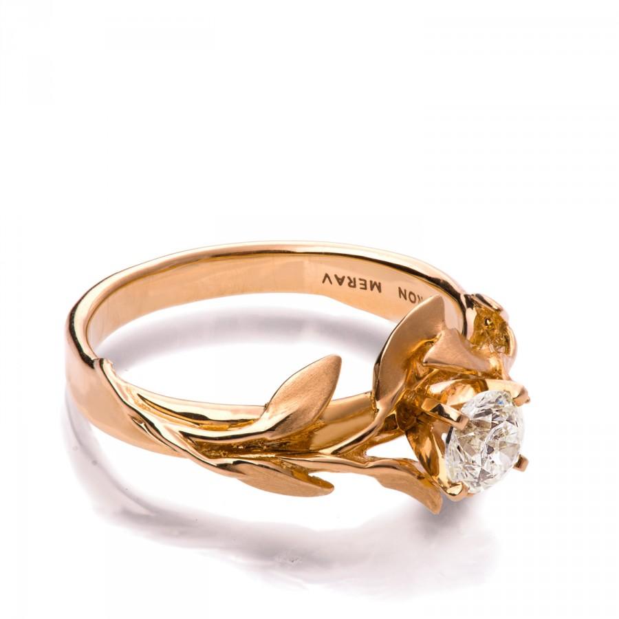 زفاف - Leaves Engagement Ring 4, Rose Gold Moissanite engagement ring, unique engagement ring, leaf ring, game of thrones jewelry, Moissanite Ring