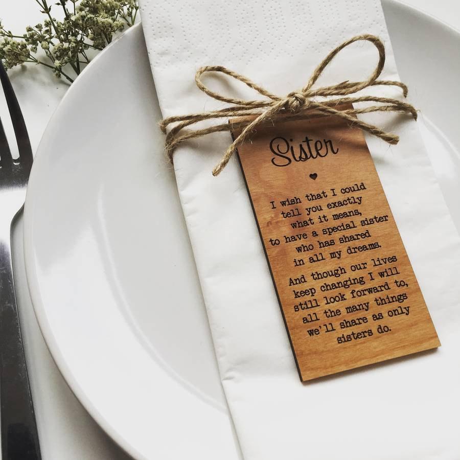 Mariage - Sister Wooden Place Setting