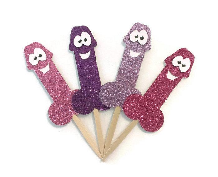 Wedding - Penis Cupcake Toppers, Bachelorette Party Decor, Penis Men, Bridal Shower, Gag Gift