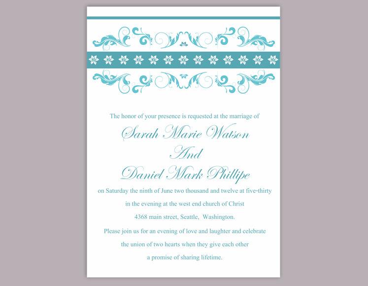 Mariage - Wedding Invitation Template Download Printable Wedding Invitation Editable Blue Wedding Invitations Elegant Invitation Floral Invitation DIY - $6.90 USD