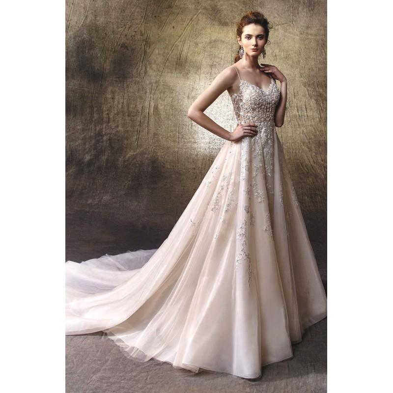 Hochzeit - Lulu by Enzoani - Lace  Tulle Floor Straps  V-Neck A-Line  Princess Wedding Dresses - Bridesmaid Dress Online Shop