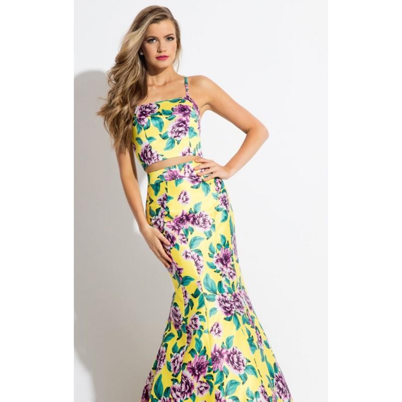 Mariage - Yellow/Lilac Two-Piece Mermaid Gown by Rachel Allan - Color Your Classy Wardrobe