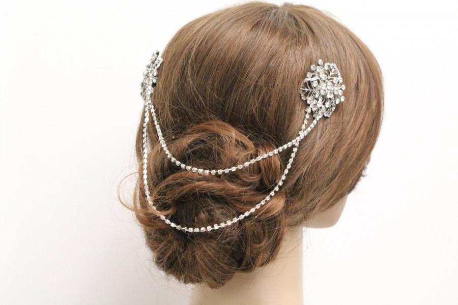 Hochzeit - Wedding hair chain Rhinestone Bridal hair chain,Wedding hair accessories,Bridal hair piece,Wedding hair vine,Bridal hair vine,Wedding comb