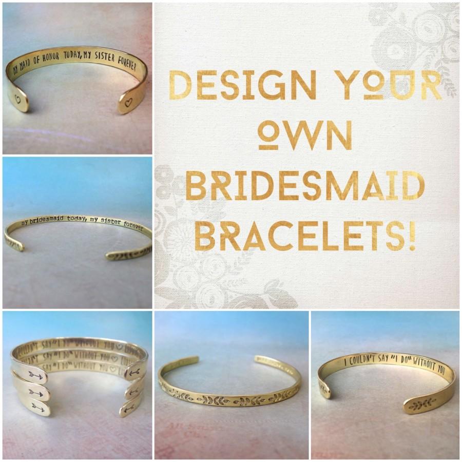 Hochzeit - Gold Bridesmaid Bracelet, Personalized Bridesmaid Bracelet, Maid of Honor Bracelet, Bridesmaid Gift, Bridesmaid Jewelry, Red Fern Studio