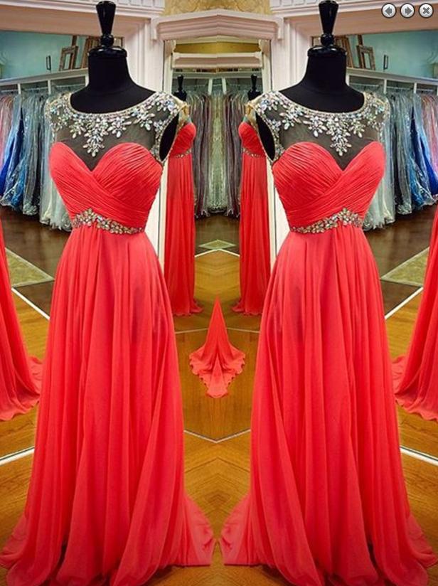 Wedding - red prom dress,long Prom Dress,beading prom dress,chiffon evening dress,charming evening dress,BD2960