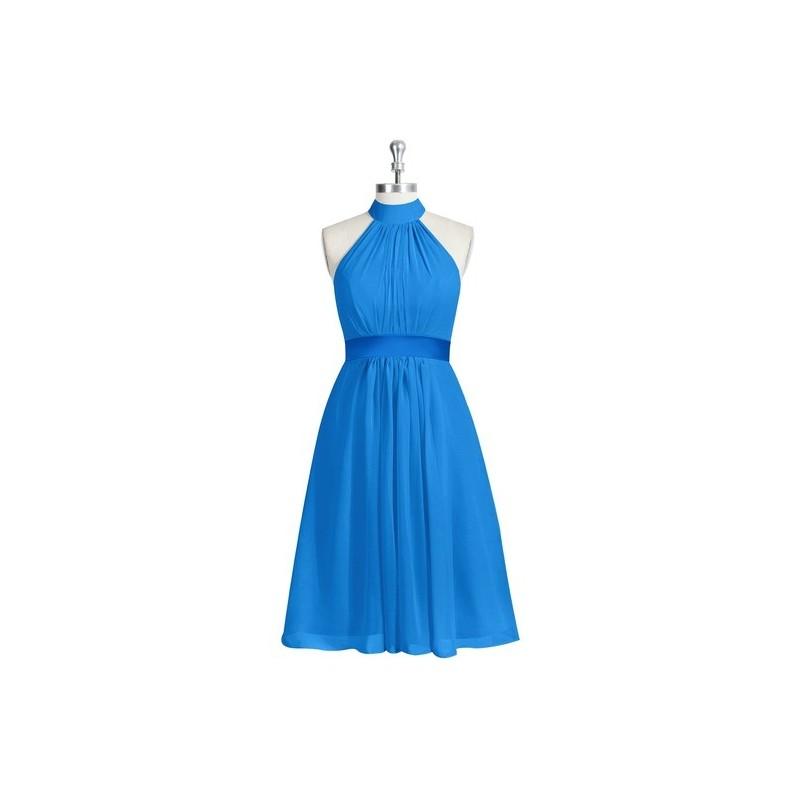Mariage - Ocean_blue Azazie Aiyana - Knee Length Chiffon And Charmeuse Halter Bow/Tie Back Dress - Charming Bridesmaids Store